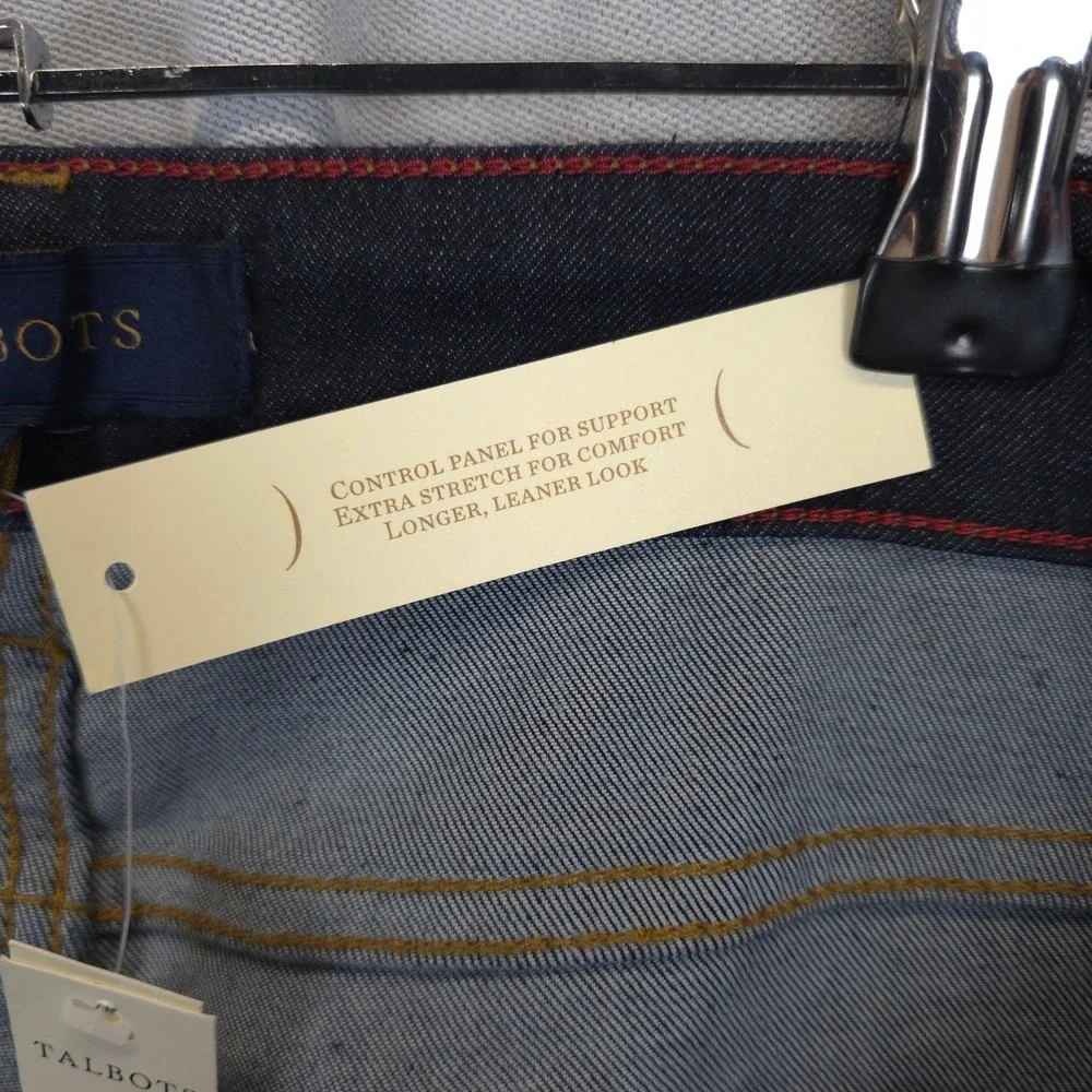 Talbots Dark Wash Blue Denim‎ Jeans Slimming Women 14L Comfort Stretch 5 Pocket